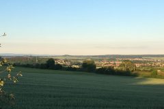 Blick vom Markwald auf die Burg Münzenberg